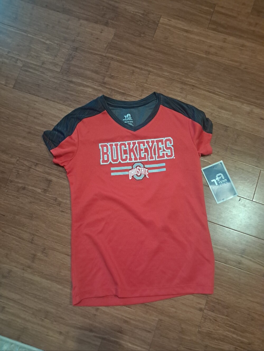 Ohio State Buckeyes Red & Black Kids V-Neck Tee